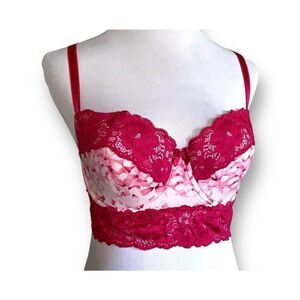 Adore Me Candi Contour Bra 38D Painted Plumeria Print Longline balconette